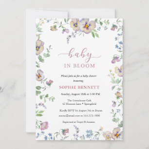 Baby in Bloom Watercolor Floral Viola Einladung