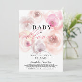 Baby in Bloom Watercolor Rose Kinderdusche per Mai Einladung (Stehend Vorderseite)