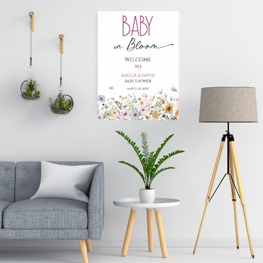 Baby in Bloom Watercolor Wildblume Willkommen Poster