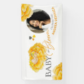Baby in bloom watercolor yellow photo baby shower banner (Vertikal)