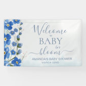 Baby in Bloom Welcome Boy Blue Floral Shower Banner (Horizontal)