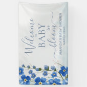 Baby in Bloom Welcome Boy Blue Floral Shower Banner (Vertikal)