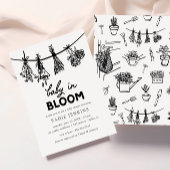 Baby in Bloom Whimsical Black & White Baby Dusche Einladung