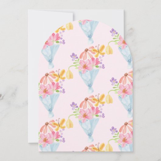 Baby in Bloom Whimsical Blue und Pink Baby Dusche Einladung (Rückseite)