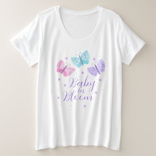 Baby in Bloom Whimsical Butterfly Babydusche Große Größe T-Shirt (Design vorne)