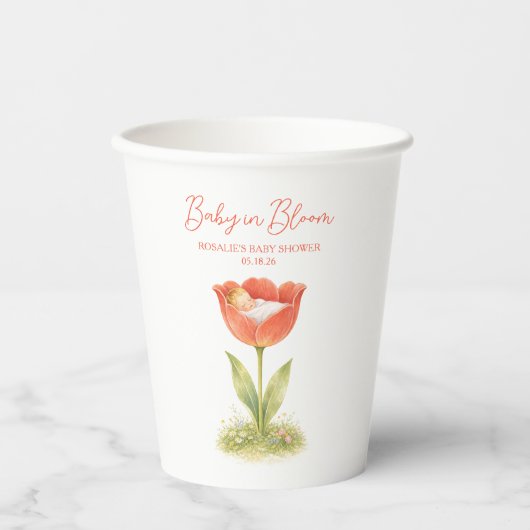 Baby in Bloom Whimsical Garden Boho Baby Shower Pappbecher (Vorderseite)