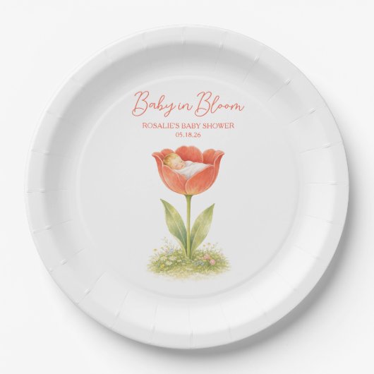 Baby in Bloom Whimsical Garden Boho Baby Shower Pappteller (Vorderseite)