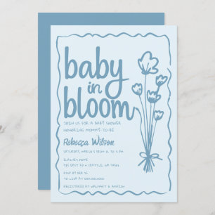Baby in Bloom Whimsical Hand Drawn Boy Baby Dusche Einladung