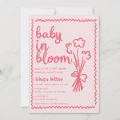 Baby in Bloom Whimsical HandDrawn Girl Baby Shower Einladung (Vorderseite)