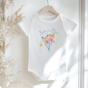 Baby in Bloom Whimsical Watercolor Bouquet Strampler