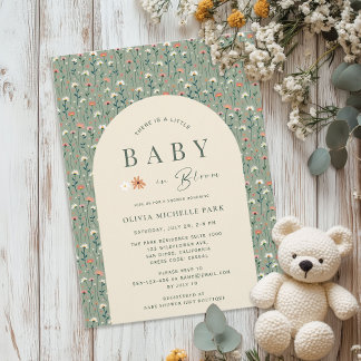 Baby in Bloom Whimsical Wildblume Babydusche Einladung