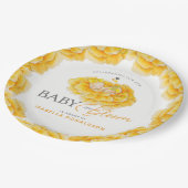 Baby in Bloom whimsy Aquarell gelbe Babydusche Pappteller (Schrägansicht)