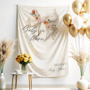 Baby in Bloom White Bow Floral Baby Dusche Wandteppich