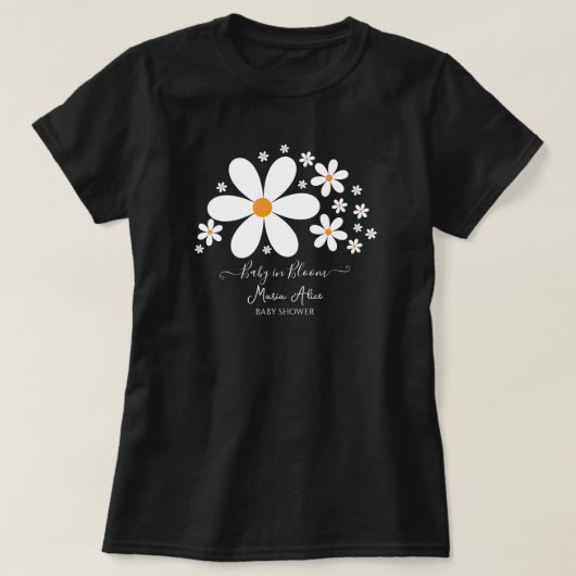 Baby in Bloom White Daisy Baby Shower T-Shirt (Design vorne)