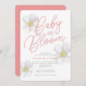 Baby in Bloom White Daisy Thema Kinderdusche Einladung (Vorne/Hinten)