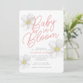Baby in Bloom White Daisy Thema Kinderdusche Einladung (Stehend Vorderseite)