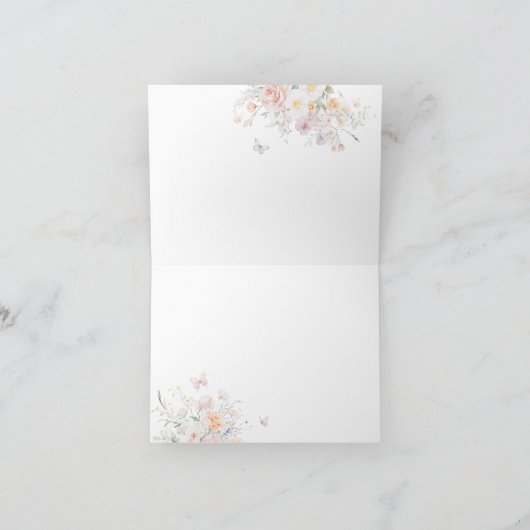 Baby in Bloom Wild Blume Butterfly Babydusche Dankeskarte (Innenseite)