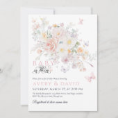 Baby in Bloom Wild Blume Butterfly Babydusche Einladung (Vorderseite)