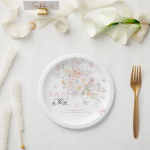 Baby in Bloom Wild Blume Butterfly Babydusche Pappteller