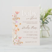 Baby in Bloom Wild Blume Kinderdusche Einladung (Stehend Vorderseite)