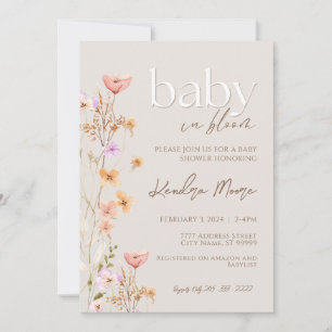 Baby in Bloom Wild Blume Kinderdusche Einladung