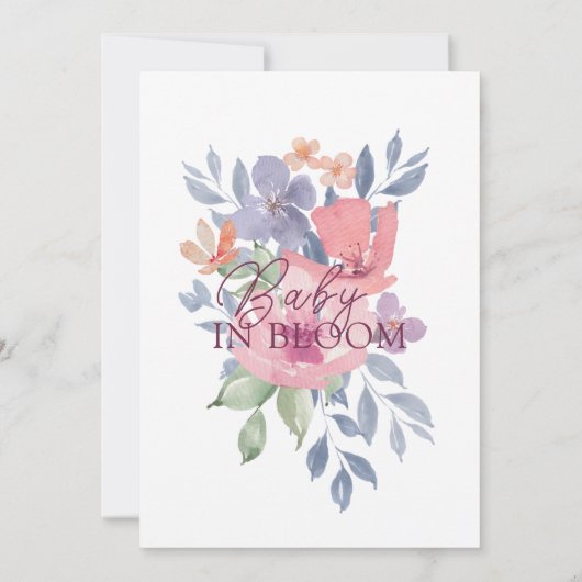 Baby in Bloom Wild Blume Wasserfarbe Kinderdusche Einladung (Rückseite)