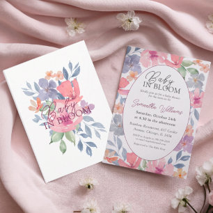 Baby in Bloom Wild Blume Wasserfarbe Kinderdusche Einladung