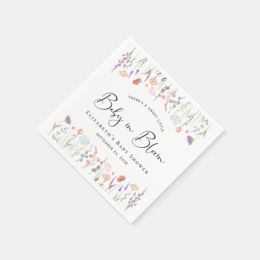 Baby in Bloom Wildblume Aquarell Kinderdusche Serviette (Ecke)