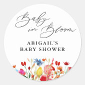 Baby in Bloom Wildblume Baby Dusche Gefallen Runder Aufkleber (Vorderseite)