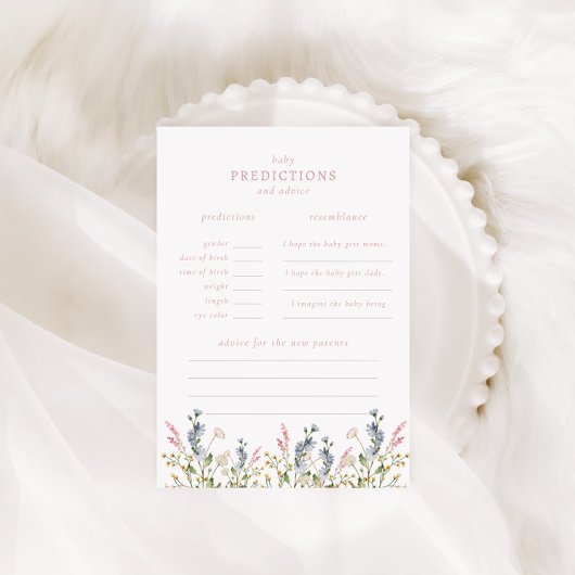 Baby in Bloom Wildblume Baby Predictions Game Mitteilungskarte