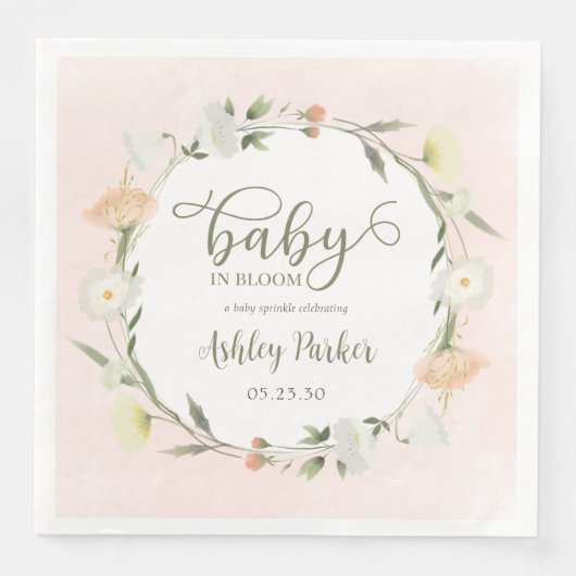 Baby in Bloom Wildblume Baby Sprinkle Serviette (Vorderseite)
