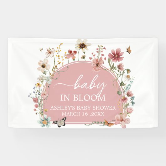 Baby in Bloom Wildblume Babydusche Banner (Horizontal)