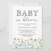 Baby in Bloom Wildblume Babydusche Einladung (Vorderseite)