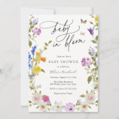 Baby in Bloom Wildblume Babydusche Einladung (Vorderseite)