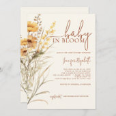 Baby in Bloom Wildblume Babydusche Einladung (Vorne/Hinten)