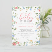 Baby in Bloom Wildblume Babydusche Einladung (Stehend Vorderseite)