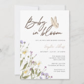 Baby in Bloom Wildblume Babydusche Einladung (Vorderseite)