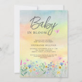 Baby in Bloom Wildblume Babydusche Einladung (Vorderseite)