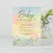 Baby in Bloom Wildblume Babydusche Einladung (Stehend Vorderseite)
