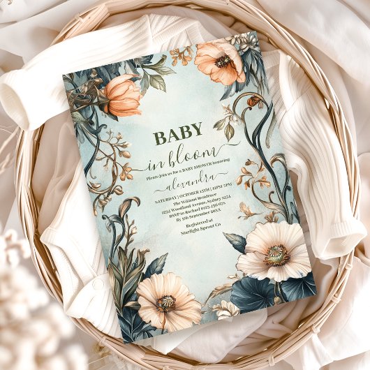 Baby in Bloom Wildblume Babydusche Einladung