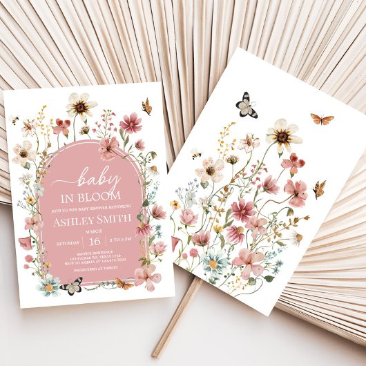 Baby in Bloom Wildblume Babydusche Einladung