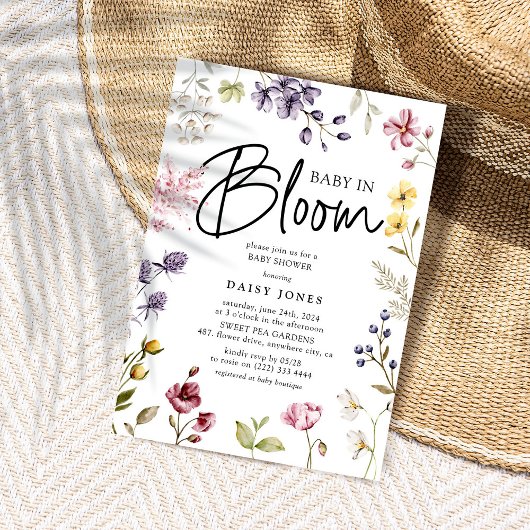 Baby in Bloom Wildblume Babydusche Einladung