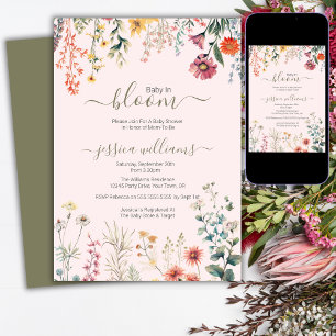 Baby in Bloom Wildblume Babydusche Einladung