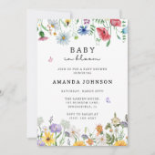 Baby in Bloom Wildblume Babydusche Einladung (Vorderseite)