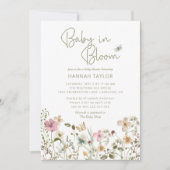 Baby in Bloom Wildblume Babydusche Einladung (Vorderseite)