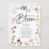 Baby in Bloom Wildblume Babydusche Einladung (Vorderseite)