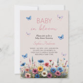 Baby in Bloom Wildblume Babydusche - elegant Einladung (Vorderseite)