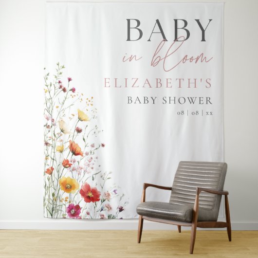 Baby in Bloom Wildblume Babydusche Hintergrund Wandteppich (Beispiel)