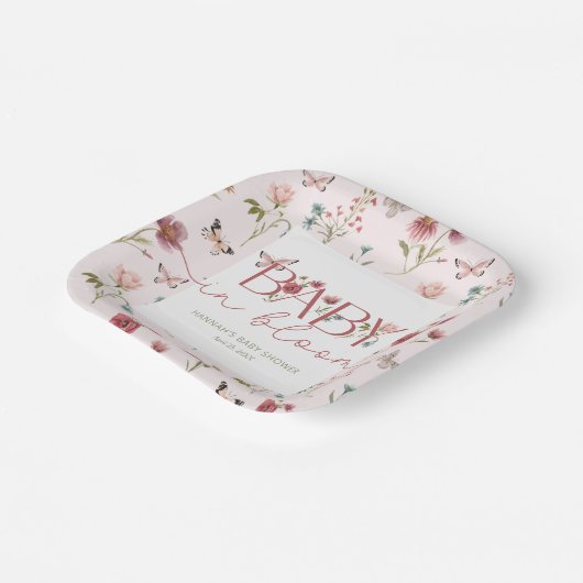 Baby in Bloom Wildblume Babydusche Pappteller (Gewinkelt)