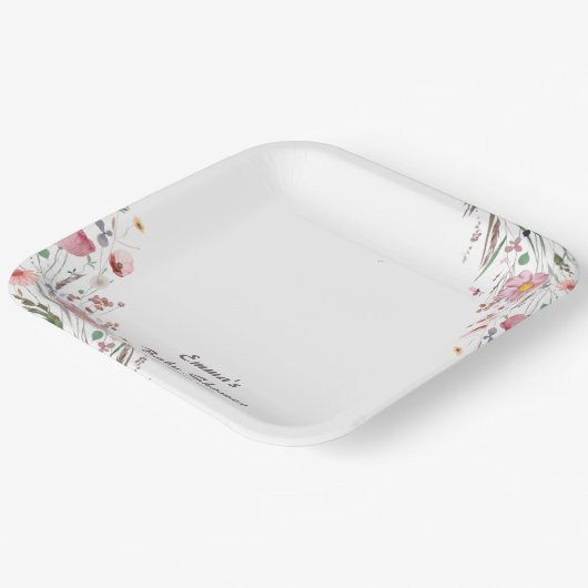 Baby in Bloom Wildblume Babydusche Pappteller (Gewinkelt)